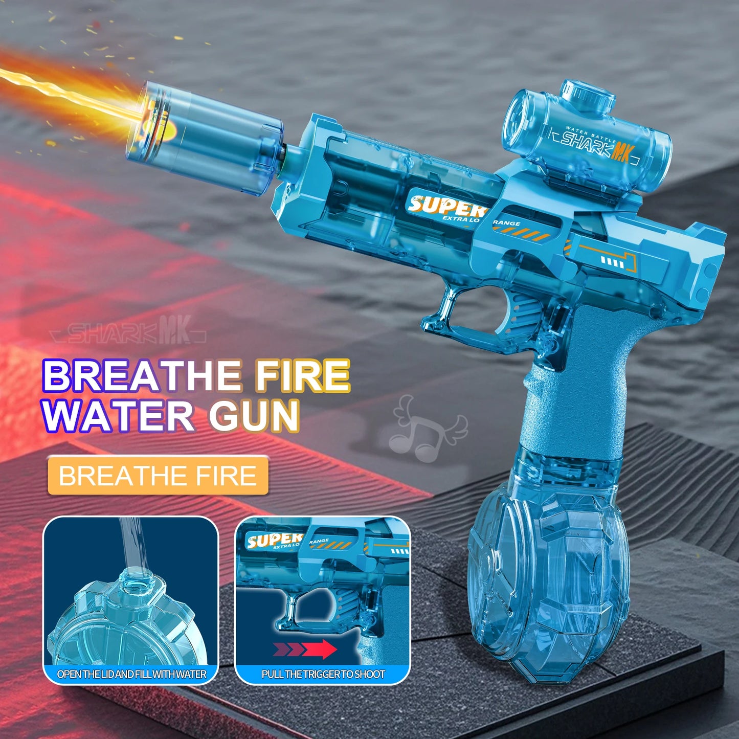 Pistolet à Eau LED Rechargeable – Édition Été 2025