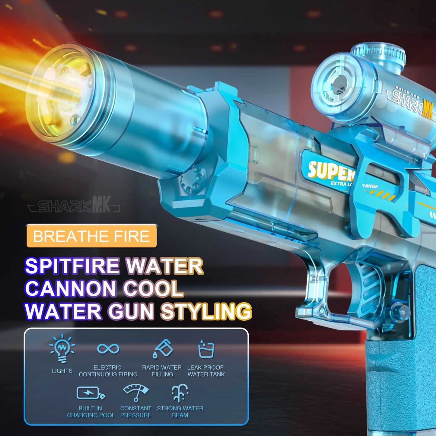 Pistolet à Eau LED Rechargeable – Édition Été 2025